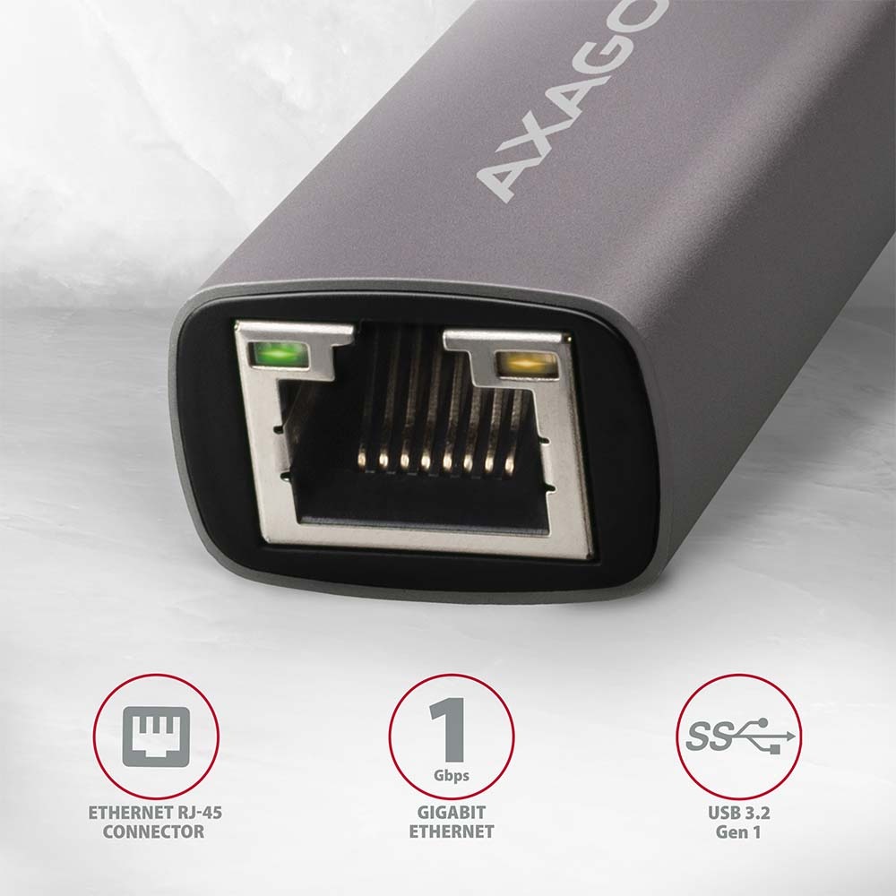 Síťová karta Axagon USB-C 3.2 Gen 1 - Gigabit Ethernet šedá