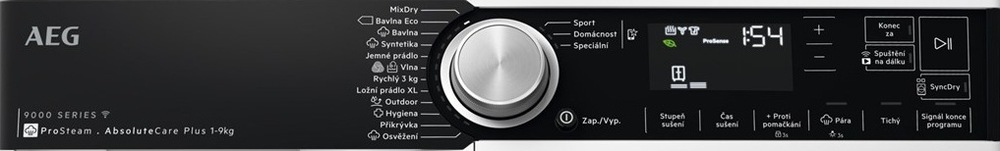 Sušička prádla AEG AbsoluteCare® Plus 9000 TR959M7SC bílá AEG TR959M7SC panel
