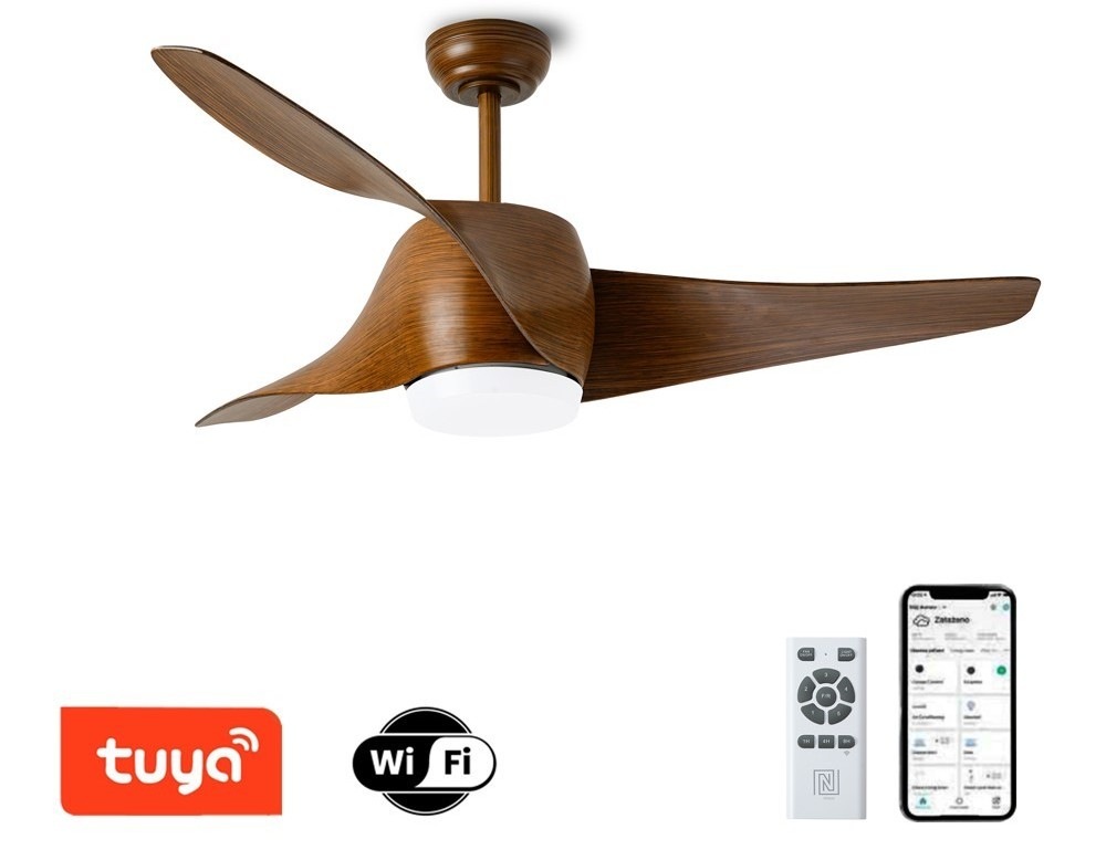Stropní svítidlo IMMAX NEO LITE WAVE SMART LED s ventilátorem, 18W, Wi-Fi, TUYA - hnědé