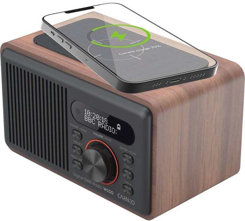Radiopřijímač s DAB+ Carneo W100 hnědý