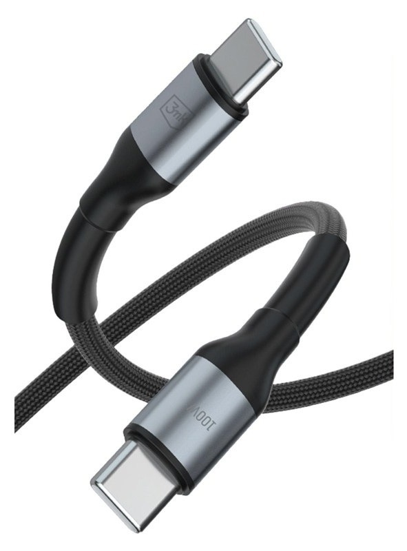 Nabíjecí kabel 3mk s konektory USB-C, černá barva