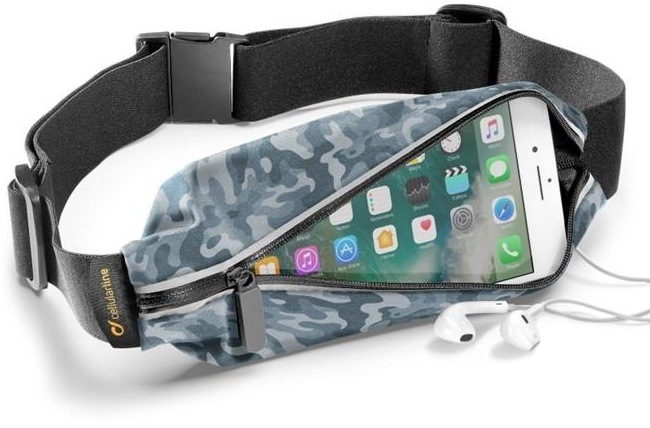 Pouzdro na mobil sportovní CellularLine Waistband, Summer Edition - Camo
