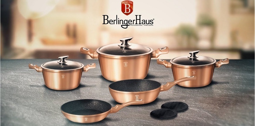 Sada nádobí Berlinger Haus BH-1220 Copper Metallic Line, 10 ks