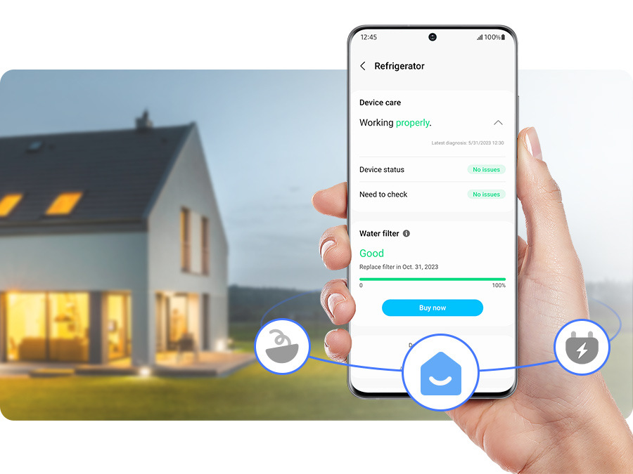 Chladnička s mrazničkou Samsung RB38C7AGWS9/EF stříbrná Aplikace SmartThings na mobilním telefonu