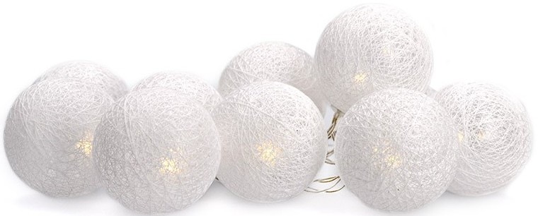 Vánoční osvětlení Solight řetěz - koule bavlněné, 10LED, 1m, 2x AA, IP20