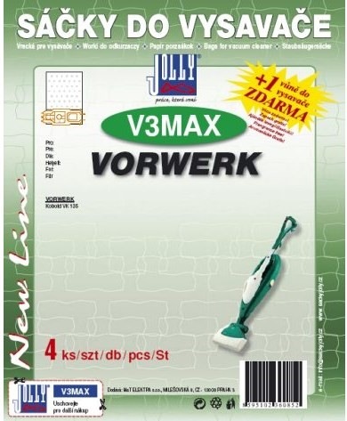 Sáčky do vysavače Jolly MAX V 3 do vysav. Vorwerk VK 135 v počtu 4 ks