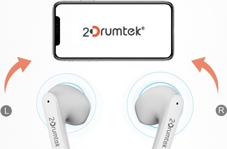 Detail bezdrátových sluchátek A4Tech 2Drumtek B20 a smartphone