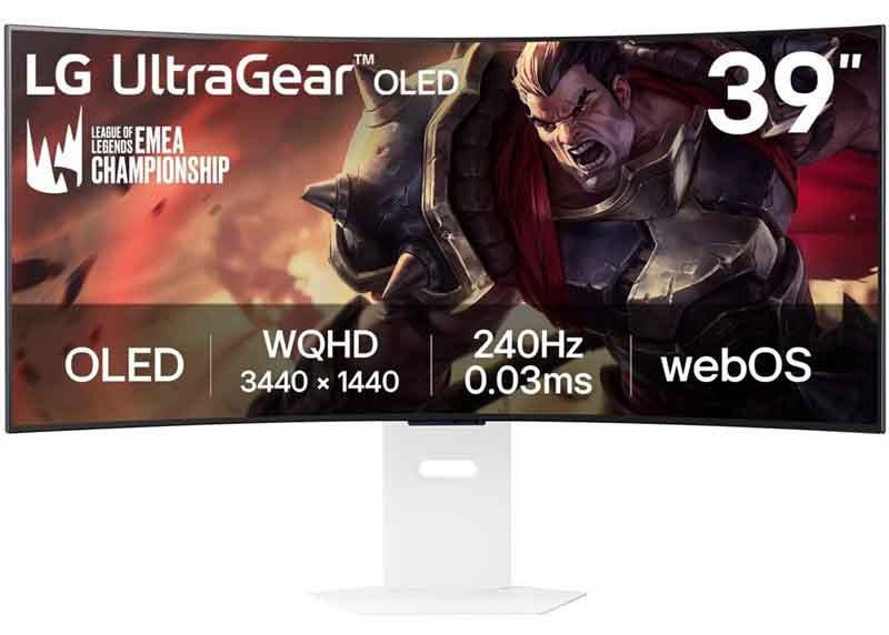 Monitor LG UltraGear 39GX90SA-W v bílé barvě.