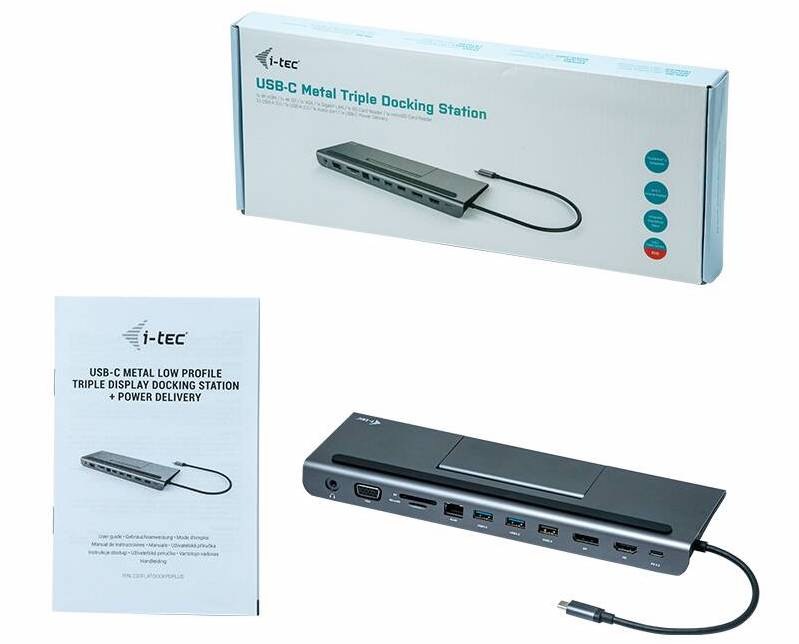 USB Hub i-tec USB-C Metal Low Profile 4K Triple Display Docking Station + Power Delivery 85 W USB Hub i-tec USB-C Metal Low Profile 4K Triple Display Docking Station + Power Delivery 85 W