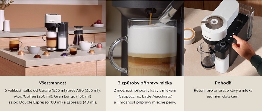 Kapslový kávovar De'Longhi Nespresso Vertuo Lattissima ENV300.W bílý Kapslový kávovar De'Longhi Nespresso Vertuo Lattissima ENV300.W bílý