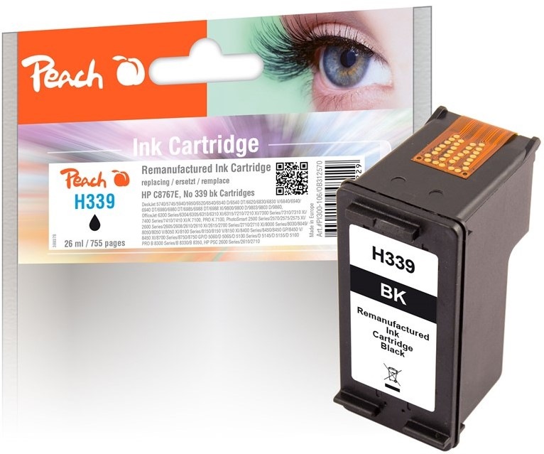 Inkoustová náplň Peach HP 339, 755 stran - černá