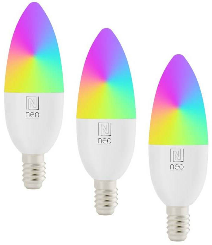 Chytrá žárovka IMMAX NEO SMART LED E14 6W RGB+CCT barevná a bílá, stmívatelná, WiFi, 3ks