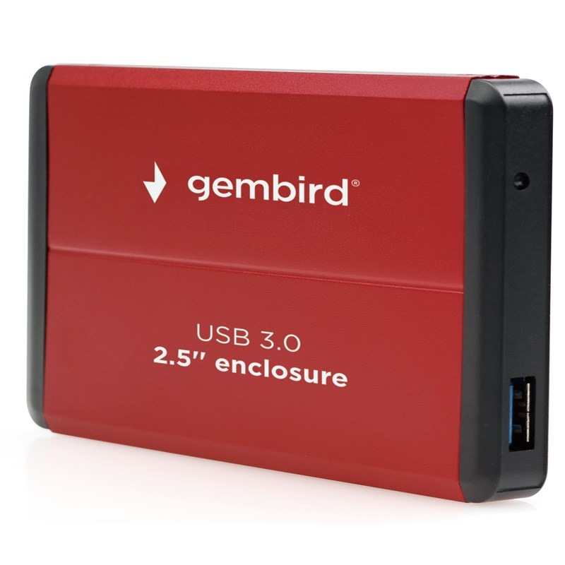 Box na HDD Gembird pro 2.5” zařízení, USB 3.0, SATA červený