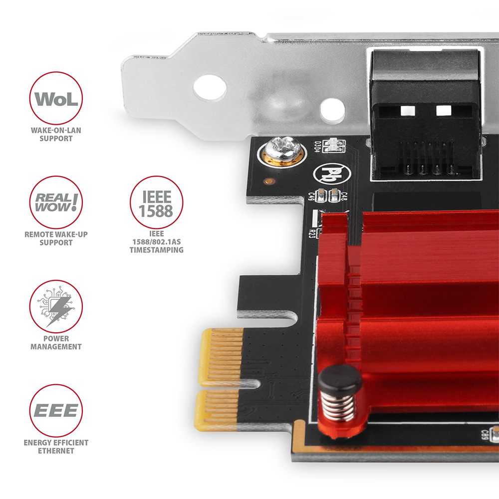 Síťová karta Axagon PCEE-G25, PCIe síťová karta - 1x 2.5 Gigabit Ethernet port stříbrná