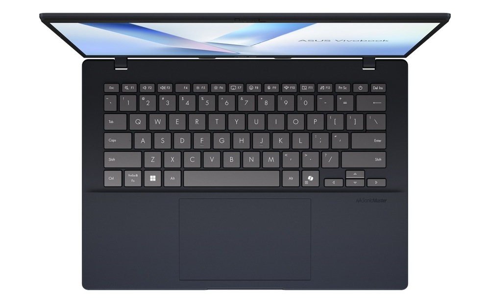 Notebook Asus Vivobook 14 černý Pohled shora na klávesnici notebooku Asus Vivobook 14