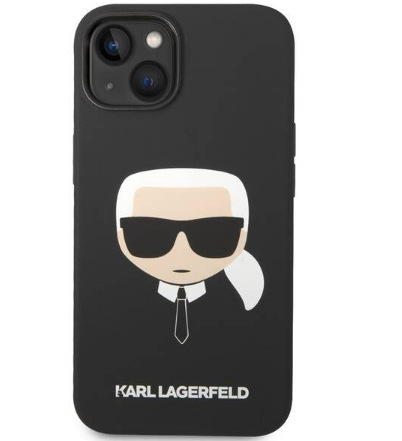 Kryt na mobil Karl Lagerfeld Liquid Silicone Karl Head na Apple iPhone 14 Plus černý KLGKLHCP14MSLKHBK