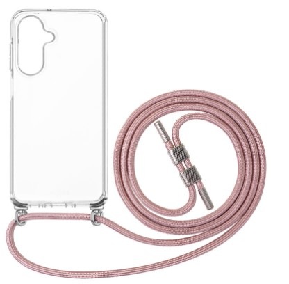 Kryt na mobil FIXED Pure Neck s růžovou šňůrkou na krk na Samsung Galaxy A26 5G průhledný Kryt na mobil FIXED Pure Neck s růžovou šňůrkou na krk na Samsung Galaxy A26 5G průhledný