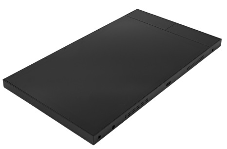 Zadní strana chytrého panelu Shelly Wall Display XL s ventilačními a připojovacími prvky