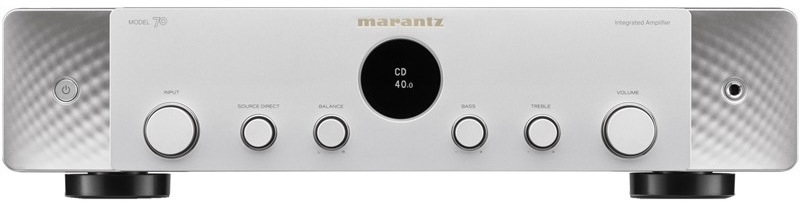 Stříbrnozlatý integrovaný stereo zesilovač Marantz MODEL 70, čelní pohled