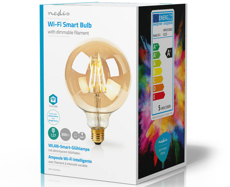 Chytrá žárovka Nedis SmartLife globe, Wi-Fi, E27, 500 lm, 5 W, Teplá Bílá