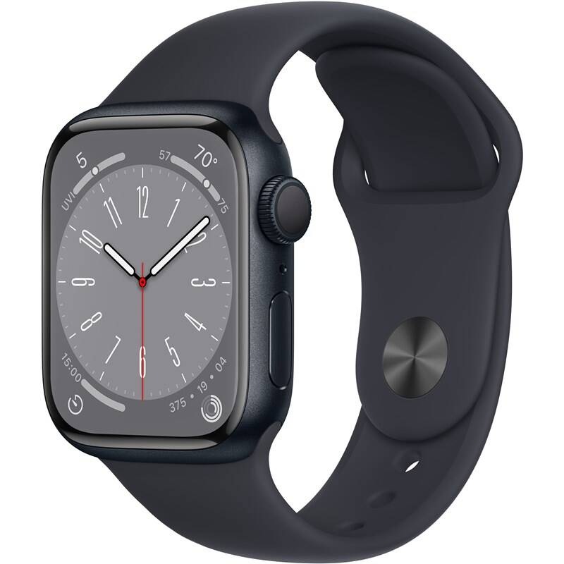 Chytré hodinky Apple Watch Series 8 GPS 45mm pouzdro z temně inkoustového hliníku - temně inkoustový sportovní řemínek