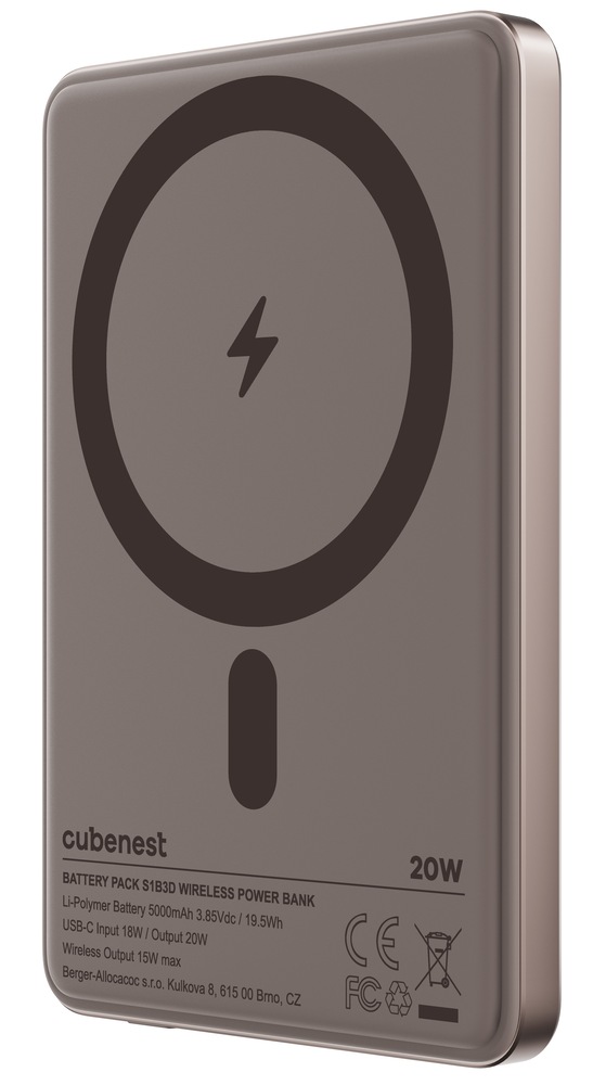 Powerbanka Cubenest SlimDual MagSafe 5000 mAh zlatá Powerbank CubeNest SlimDual MagSafe 5000 mAh - zlatá