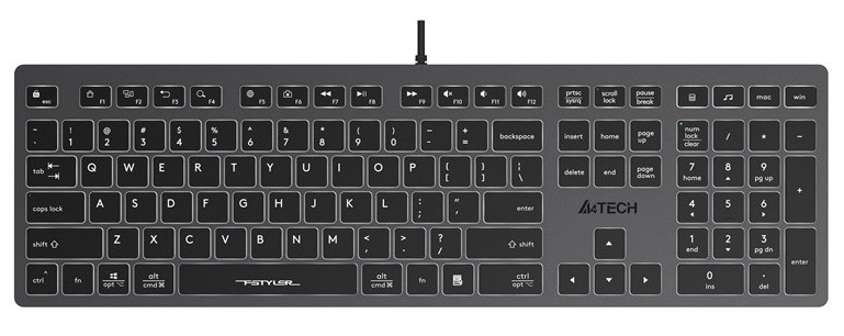 Klávesnice A4Tech FX60 White, CZ šedá