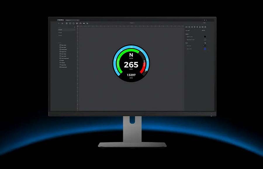 Volant Moza Racing Vision GS (PC) černý Monitor počítače s ilustrací možností editace uživatelského rozhraní Moza.