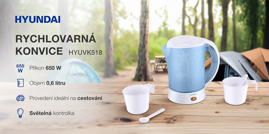 Rychlovarná konvice Hyundai VK518 bílá cestovní rychlovarná konvice Hyundai