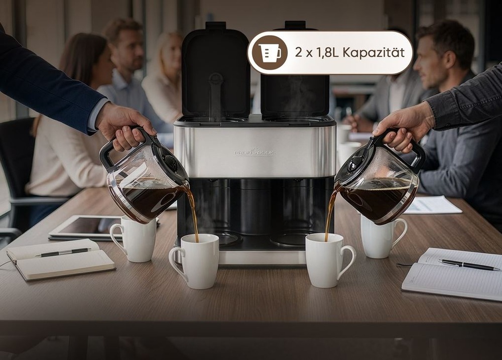Kávovar Profi Cook KAD 1308 inox nerez Kávovar ProfiCook KAD 1308 INOX dvě konvice na kávu