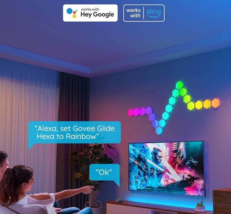 Nástěnné svítidlo Govee RGBIC Glide Hexa světelné panely, 10 ks bílé