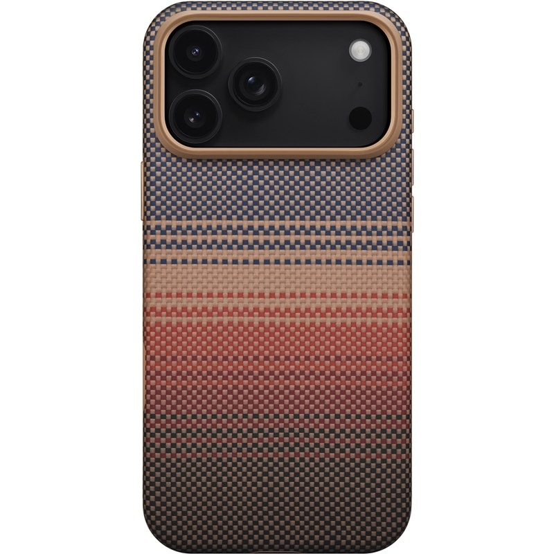 Kryt na mobil Pitaka Aramid UltraGuard Sunset na Apple iPhone 17 Pro Max - hnědý/oranžový