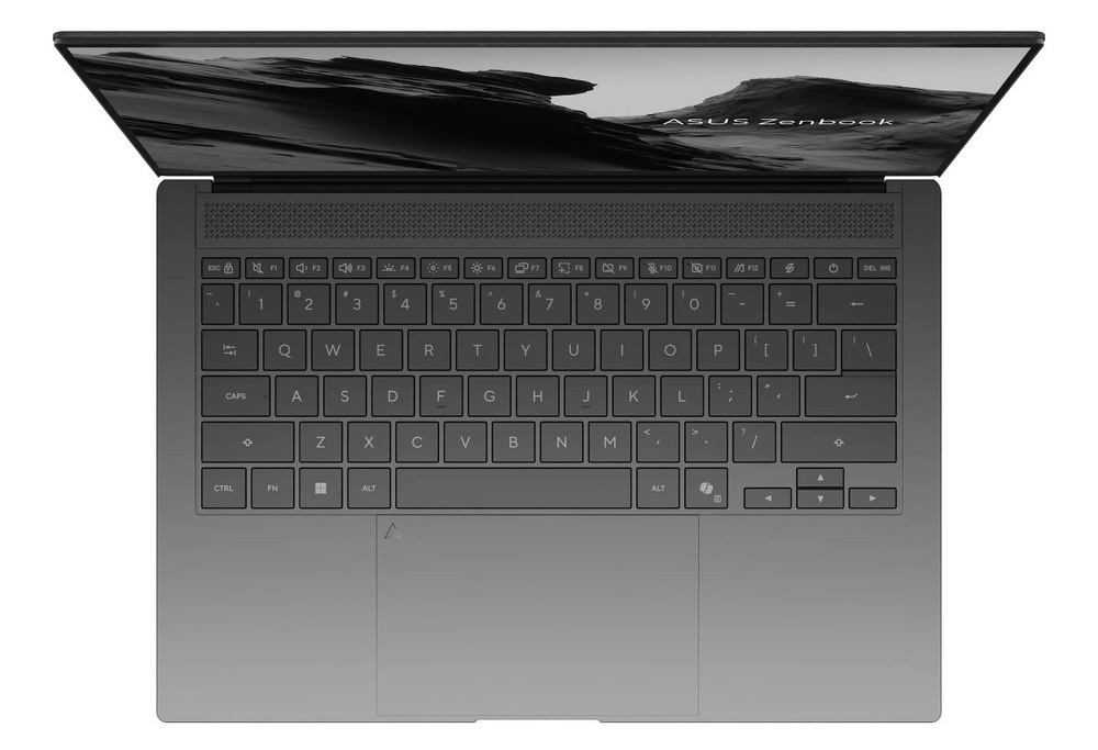 Pohled shora na klávesnici notebooku ASUS Zenbook S 14