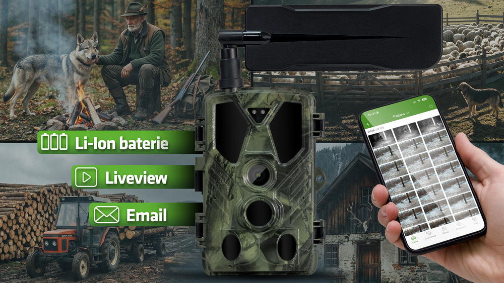 Fotopast Evolveo StrongVision LTE POWER maskáčová Fotopast nabízí dlouhou výdrž baterie