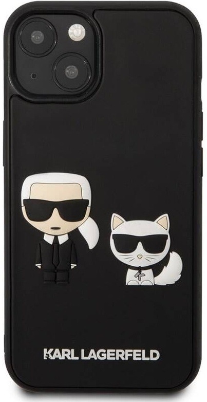 Kryt na mobil Karl Lagerfeld and Choupette 3D na Apple iPhone 13 černý