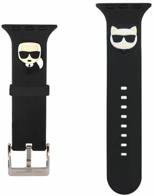 Řemínek Karl Lagerfeld Karl and Choupette na Apple Watch 38/40/41mm černý