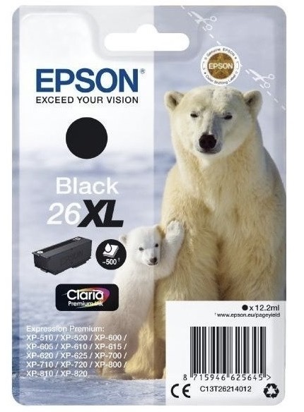 Inkoustová náplň Epson 26XL, 500 stran černá