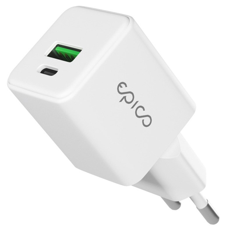 Nabíječka do sítě Epico UltraBoost GaN 20W 1x USB-A/1x USB-C bílá