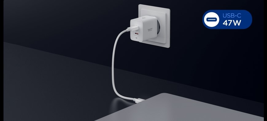 Nabíječka do sítě Spigen Essential 47W 2xUSB-C bílá Nabíječka do sítě Spigen Essential 47W 2xUSB-C - bílá