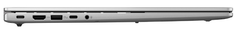 Levá strana notebooku s porty USB-C, HDMI, USB-A a 3,5mm audio konektorem