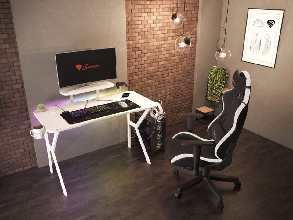 Herní stůl Genesis HOLM 320 RGB bílý Genesis HOLM 320 RGB (NDS-1802)
