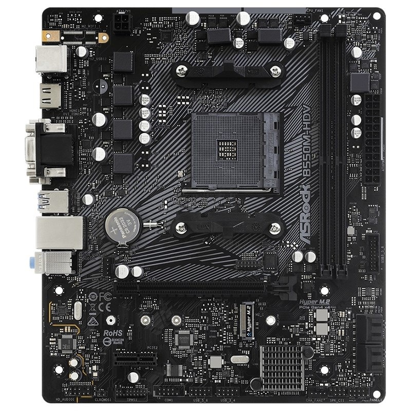 Základní deska ASRock B550M-HDV Základní deska ASRock B550M-HDV v černé barvě.