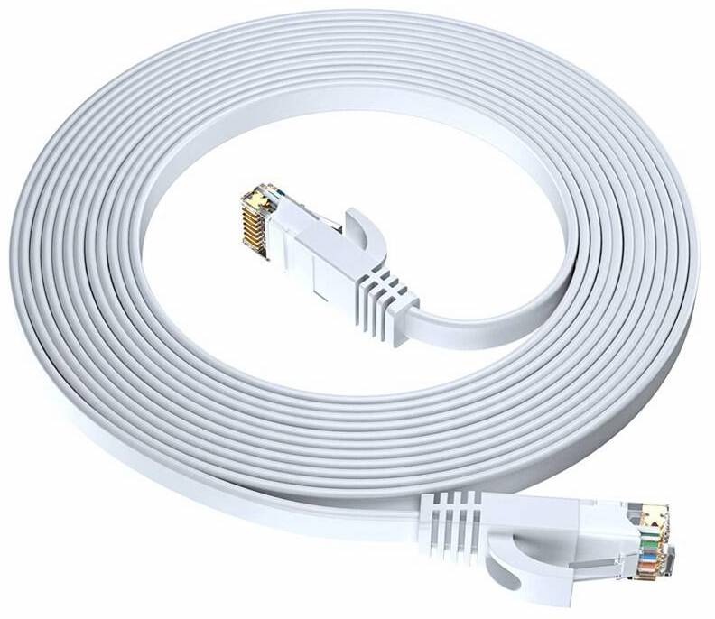Kabel GoGEN síťový (RJ45), plochý, CAT6, 0,5m bílý