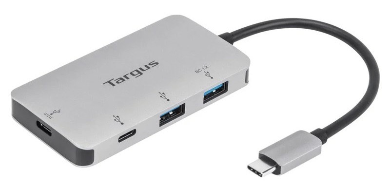USB Hub Targus USB-C na 2 porty USB-A a 2 porty USB-C stříbrný