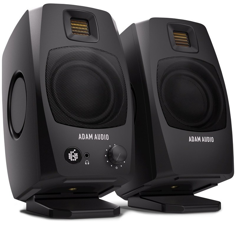 Aktivní studiové monitory Adam Audio D3V, pár na stojáncích.