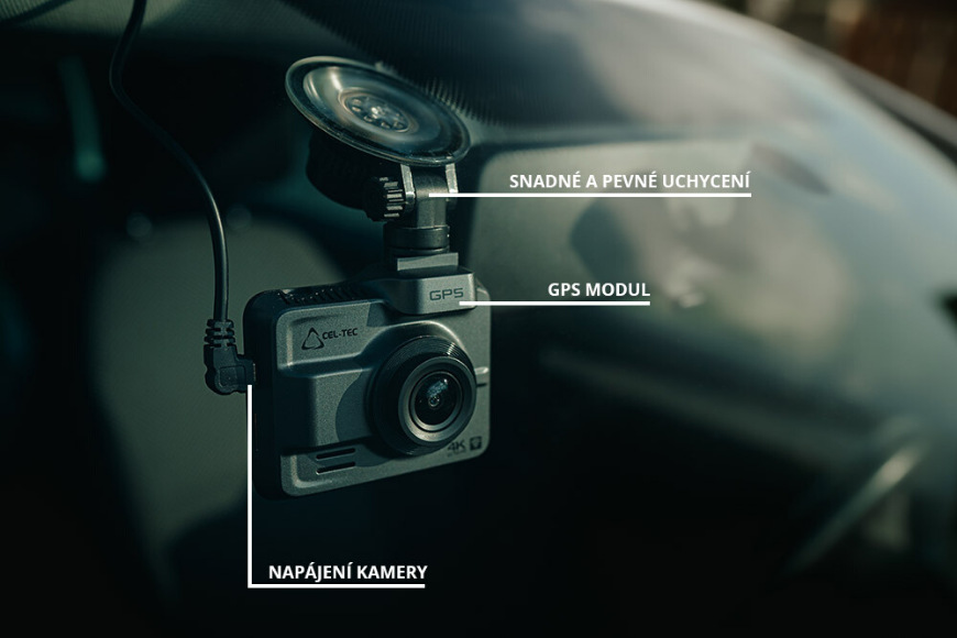 Autokamera CEL-TEC K4 Dual GPS šedá CEL-TEC K4 Dual GPS