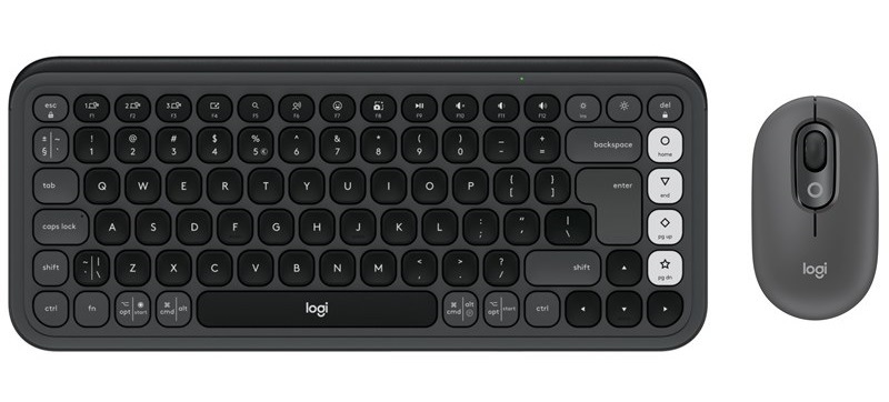Klávesnice s myší Logitech POP ICON, US layout šedá