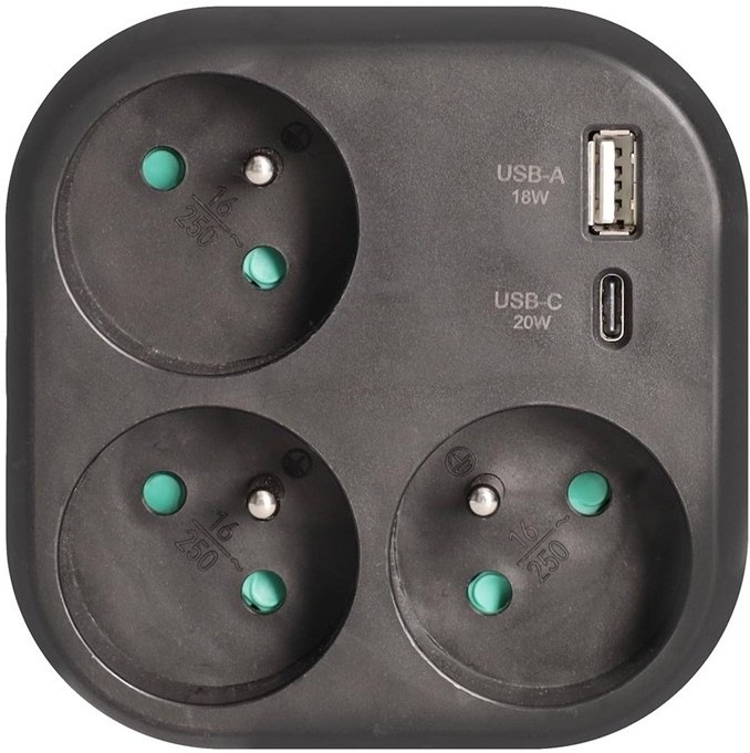Rozbočka Solight s integrovanou USB nabíječkou
