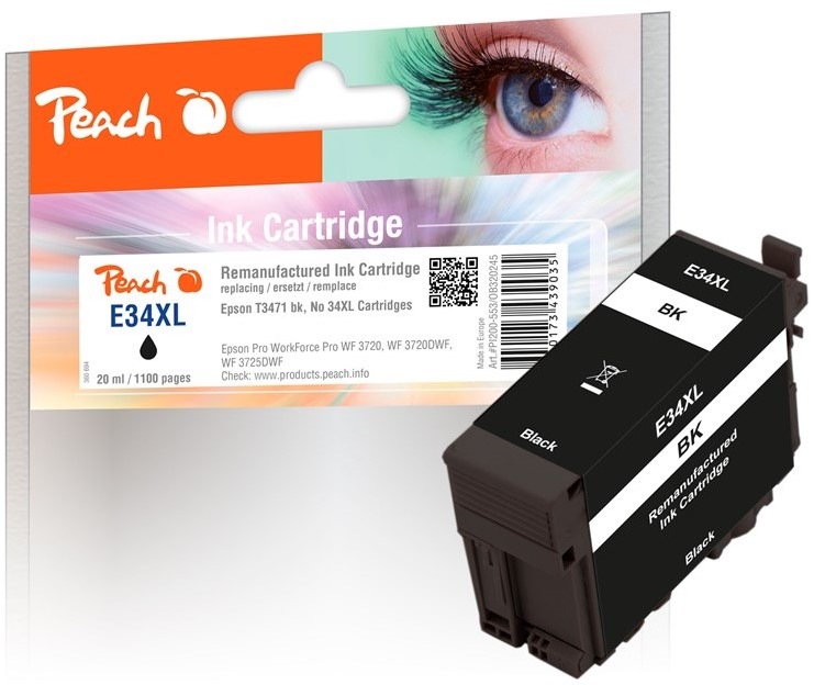Inkoustová náplň Peach Epson 34XL, T3461, 1100 stran - černá
