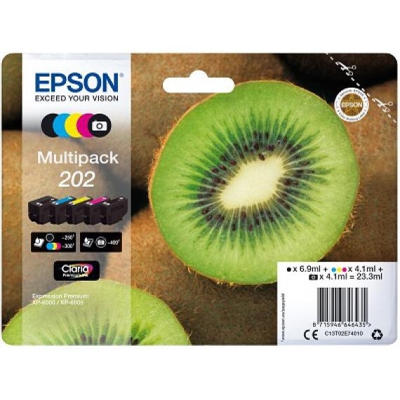 Inkoustová náplň Epson 202, 250/400/3x300 stran vícebarevná